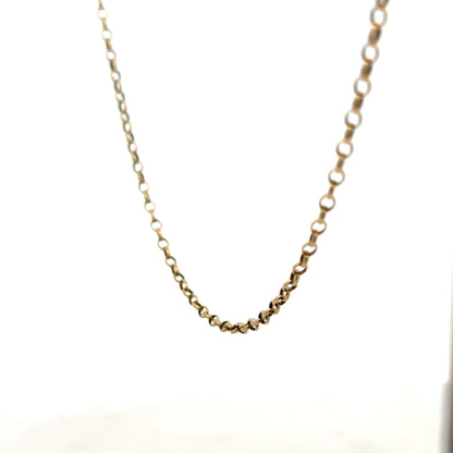 9ct yellow gold belcher chain weighing 6.2g, featuring classic interlinked links, with a polished finish.