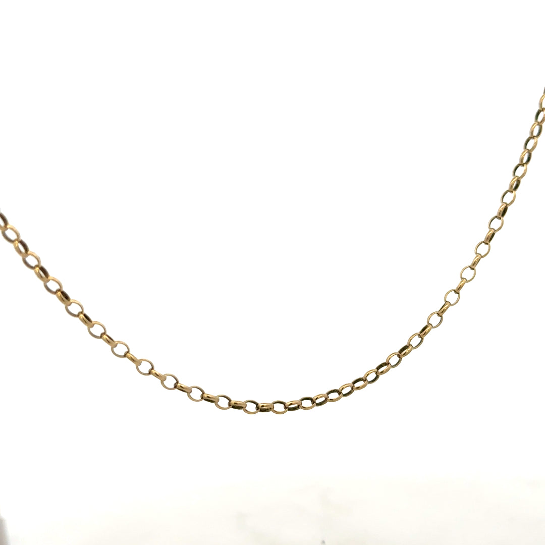 9ct yellow gold belcher chain weighing 6.2g, featuring classic linked design, unbranded jewelry accessory.