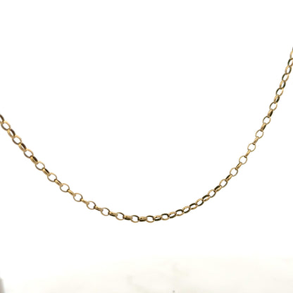 9ct yellow gold belcher chain weighing 6.2g, featuring classic linked design, unbranded jewelry accessory.