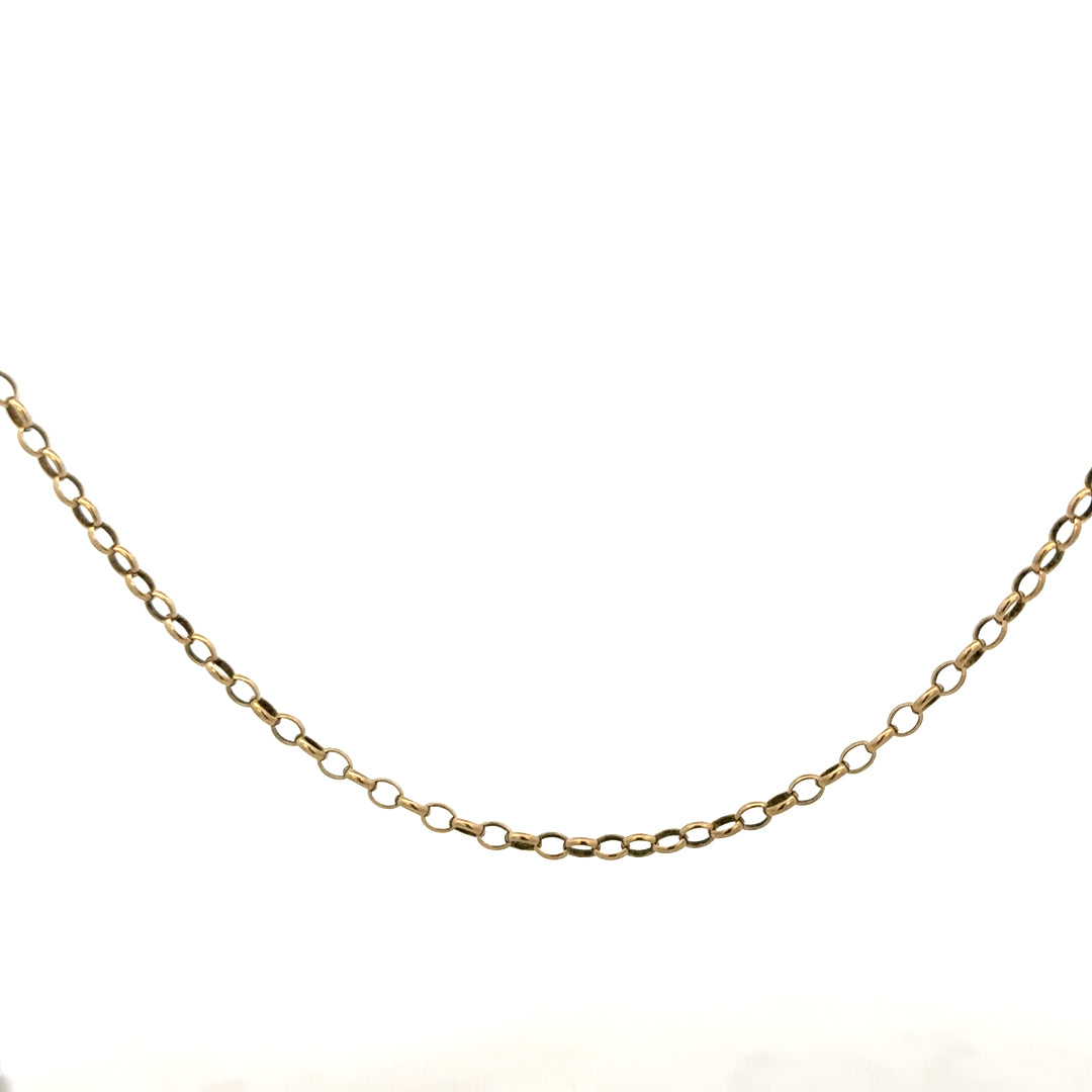 9ct yellow gold belcher chain weighing 6.2g, showcasing a classic link design with a polished finish.