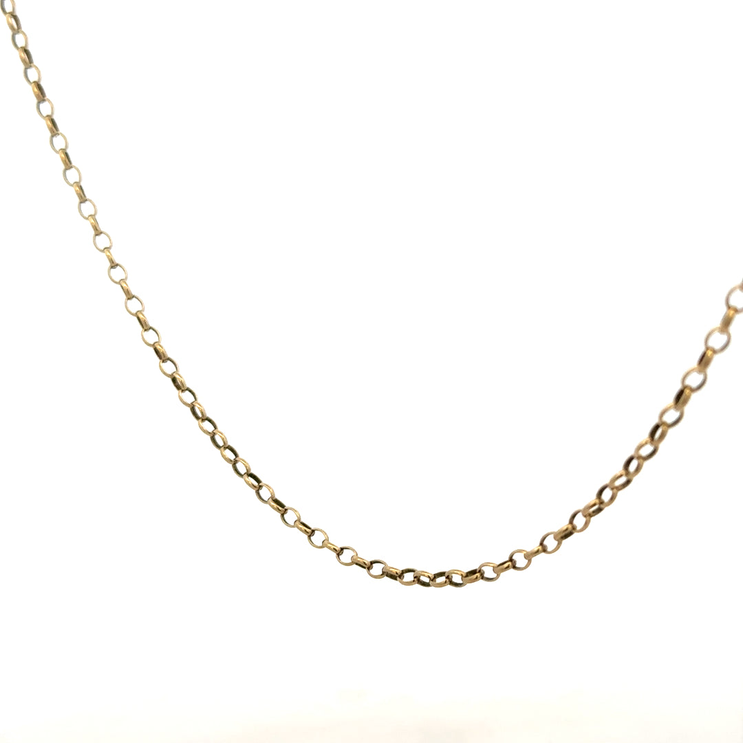 9ct yellow gold belcher chain weighing 6.2g, showcasing a classic link design and polished finish.