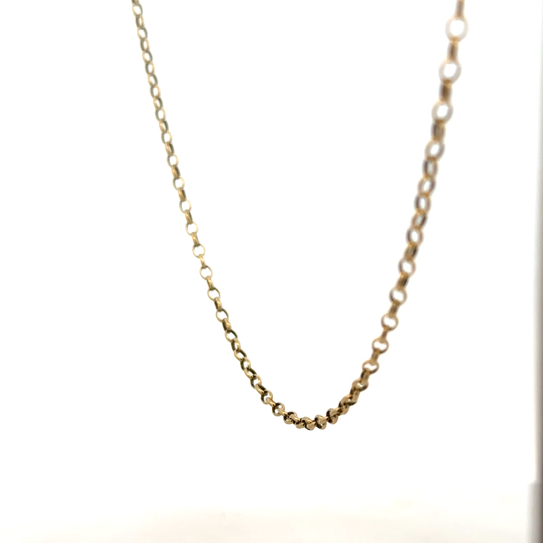 9ct yellow gold belcher chain weighing 6.2g, featuring classic linked design, unbranded jewelry chain for everyday wear.