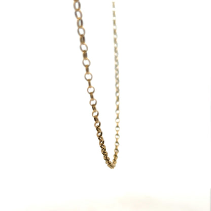 9ct yellow gold belcher chain weighing 6.2g, featuring classic linked design, unbranded jewelry for everyday wear.