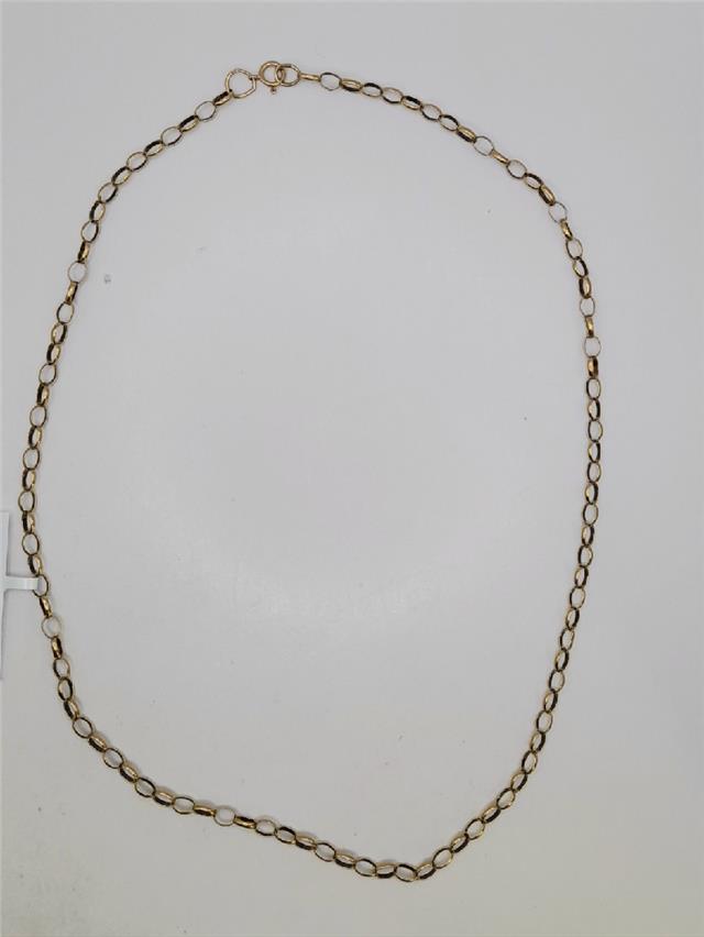 9ct yellow gold belcher chain weighing 6.6g, featuring classic linked design, unbranded jewelry piece with secure clasp visible.