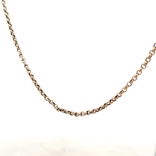 9ct yellow gold belcher chain weighing 6.7g, unbranded jewelry with classic link design, displayed on a neutral background.
