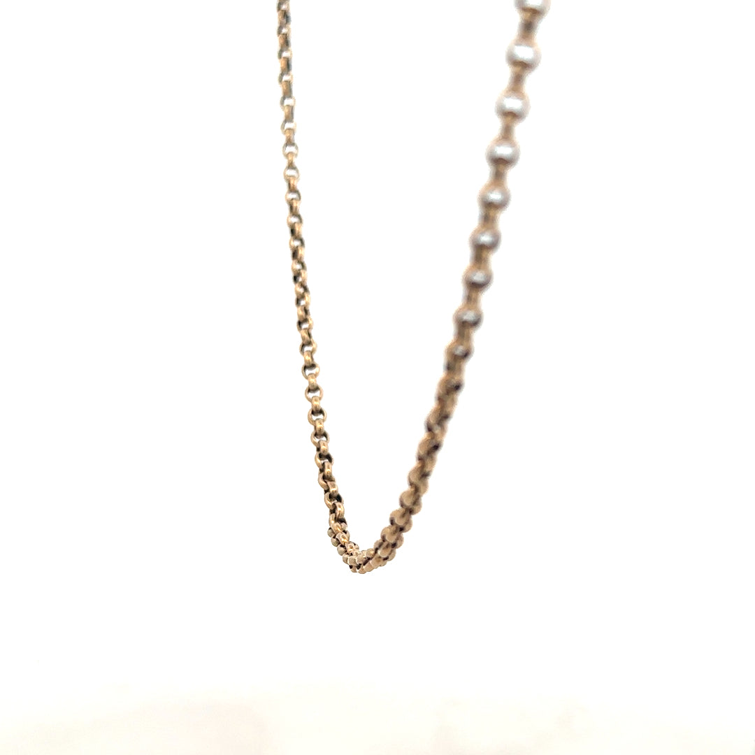 9ct yellow gold belcher chain weighing 6.7g, featuring classic round links, unbranded jewelry accessory for men or women.