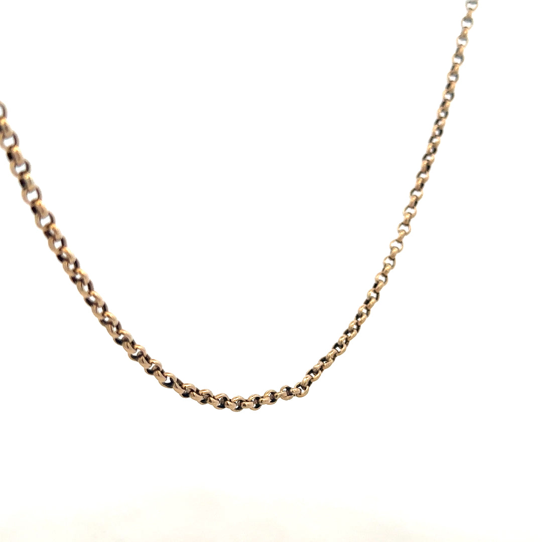9ct yellow gold belcher chain weighing 6.7g, featuring classic linked design, unbranded jewelry necklace.