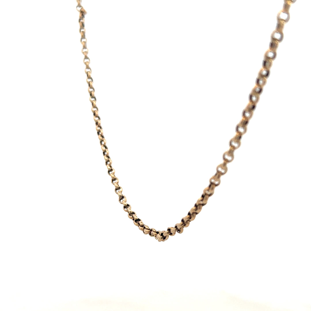 9ct yellow gold belcher chain weighing 6.7g, featuring classic interlinked round links, unbranded jewelry.