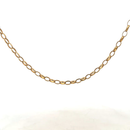 9ct yellow gold belcher chain weighing 7.3g, showcasing classic linked jewelry design with a polished finish.