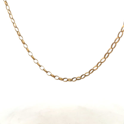 9ct yellow gold belcher chain weighing 7.3g with detailed links, showcasing a classic jewelry design.