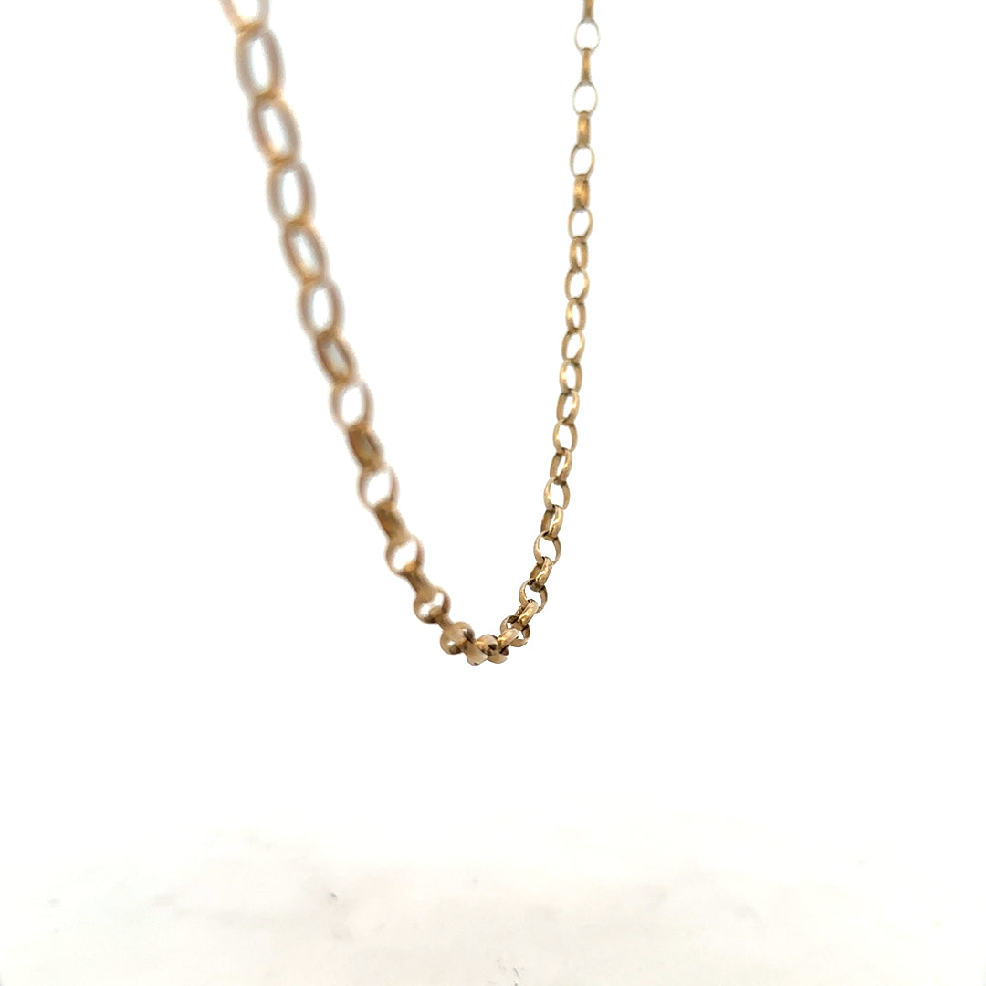 9ct yellow gold belcher chain weighing 7.3g, featuring classic linked design, unbranded jewelry accessory for men or women.