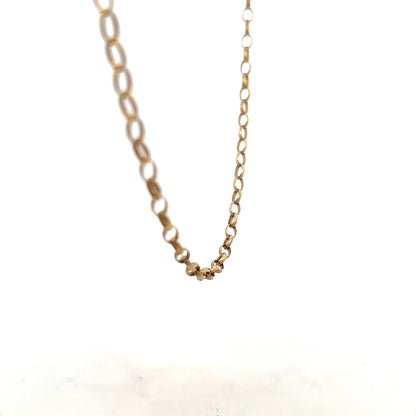 9ct yellow gold belcher chain weighing 7.3g, featuring classic linked design, unbranded jewelry accessory for men or women.