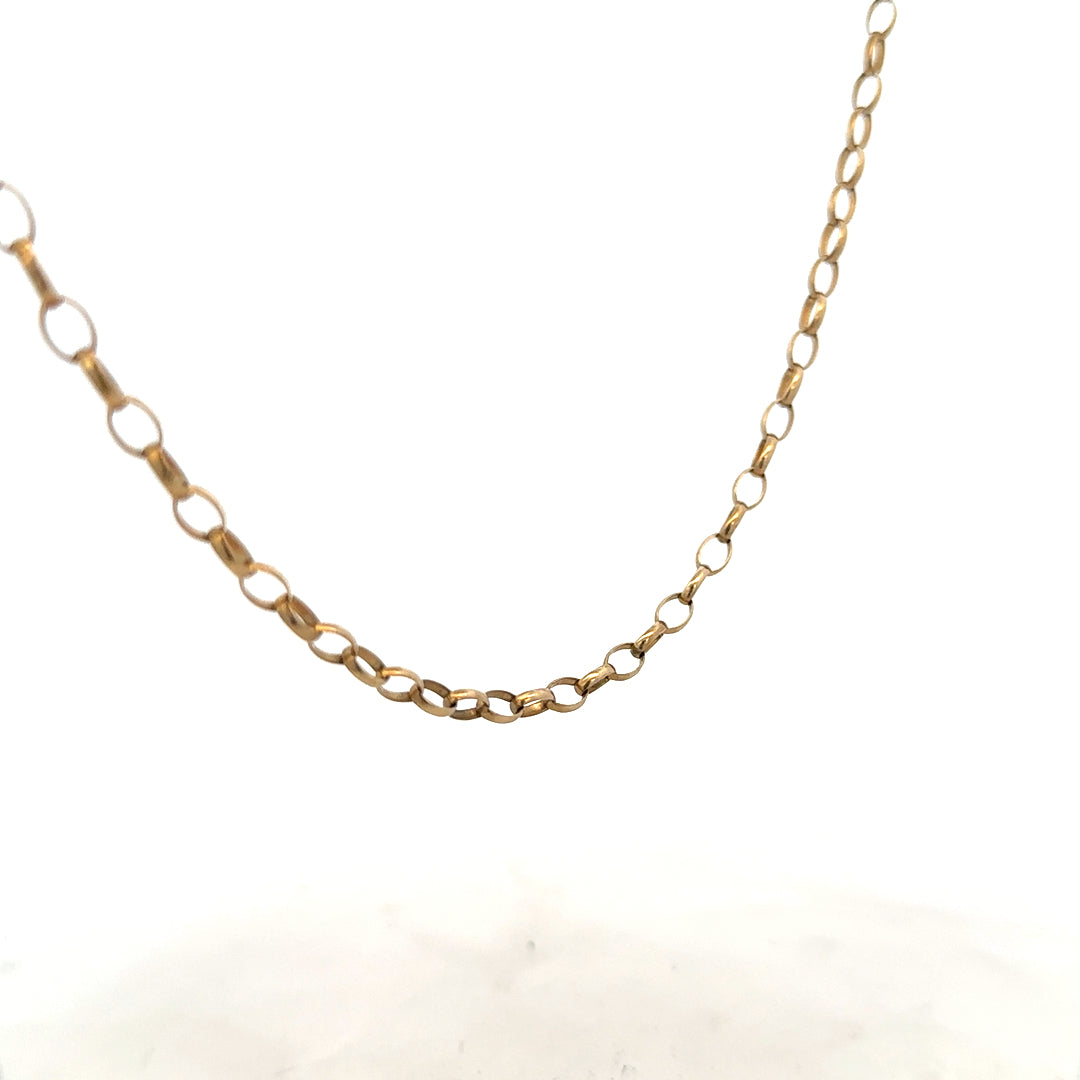 9ct yellow gold belcher chain weighing 7.3g, featuring classic linked design and secure clasp, unbranded jewelry accessory for men or women