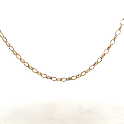 9ct yellow gold belcher chain weighing 7.3g, close-up view showing links and craftsmanship, unbranded jewelry accessory.
