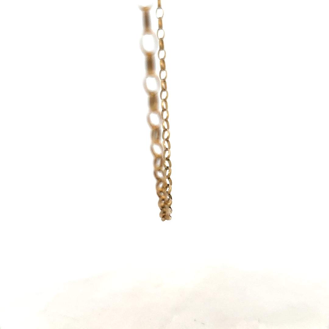 9ct yellow gold belcher chain weighing 7.3 grams, featuring classic linked design, unbranded jewelry accessory.