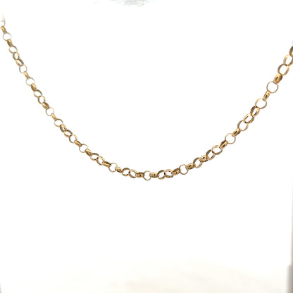 9ct yellow gold belcher chain weighing 7.6g, unbranded jewelry with detailed chain links, shown on a plain background