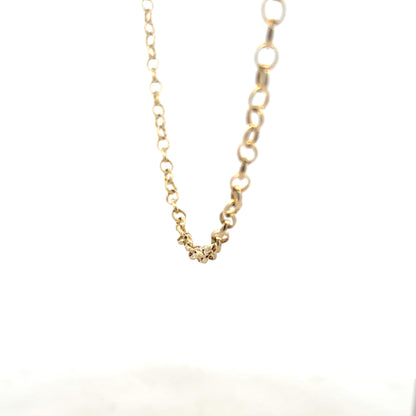 9ct yellow gold belcher chain weighing 9.5g, showcasing a classic gold chain with a detailed link pattern.