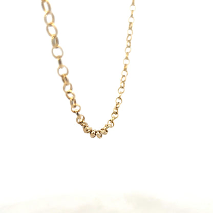 9ct yellow gold belcher chain weighing 9.5g, unbranded jewelry with a classic linked design.