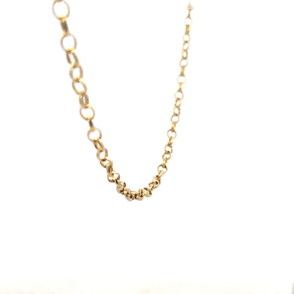 9ct yellow gold belcher chain weighing 9.5g, featuring classic linked design, unbranded jewelry accessory.