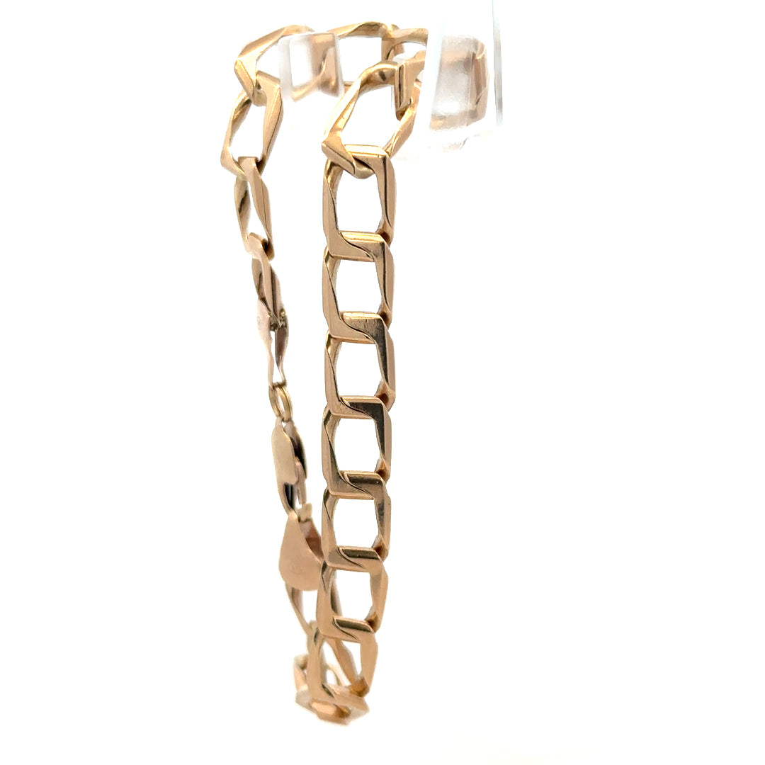 9ct yellow gold bracelet weighing 13.3g, featuring a sleek design, unbranded jewelry piece with fine craftsmanship.