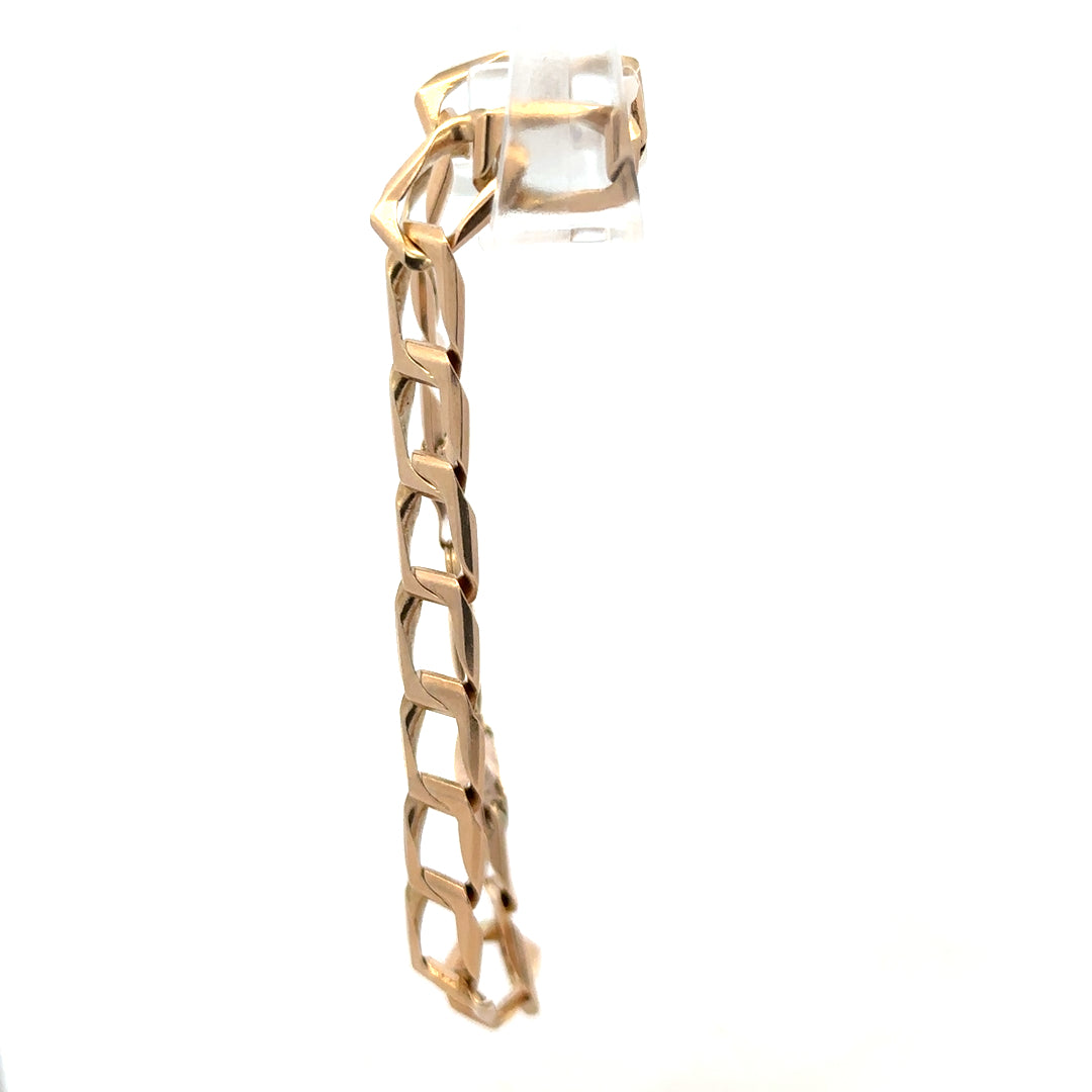 9ct yellow gold bracelet weighing 13.3g, featuring a classic chain design, unbranded jewelry piece.