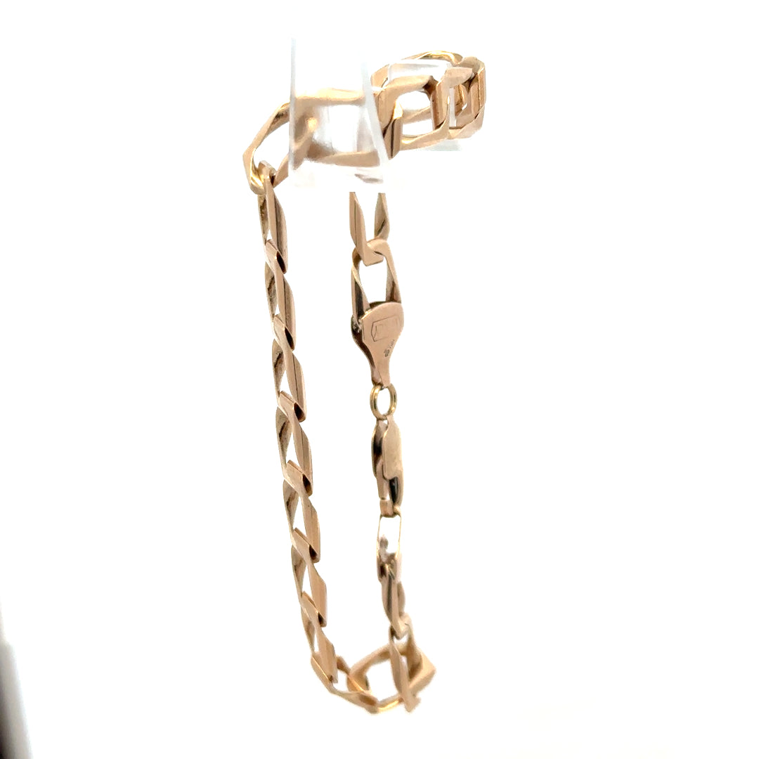 9ct yellow gold bracelet weighing 13.3g, unbranded jewelry with a polished finish and intricate link design.