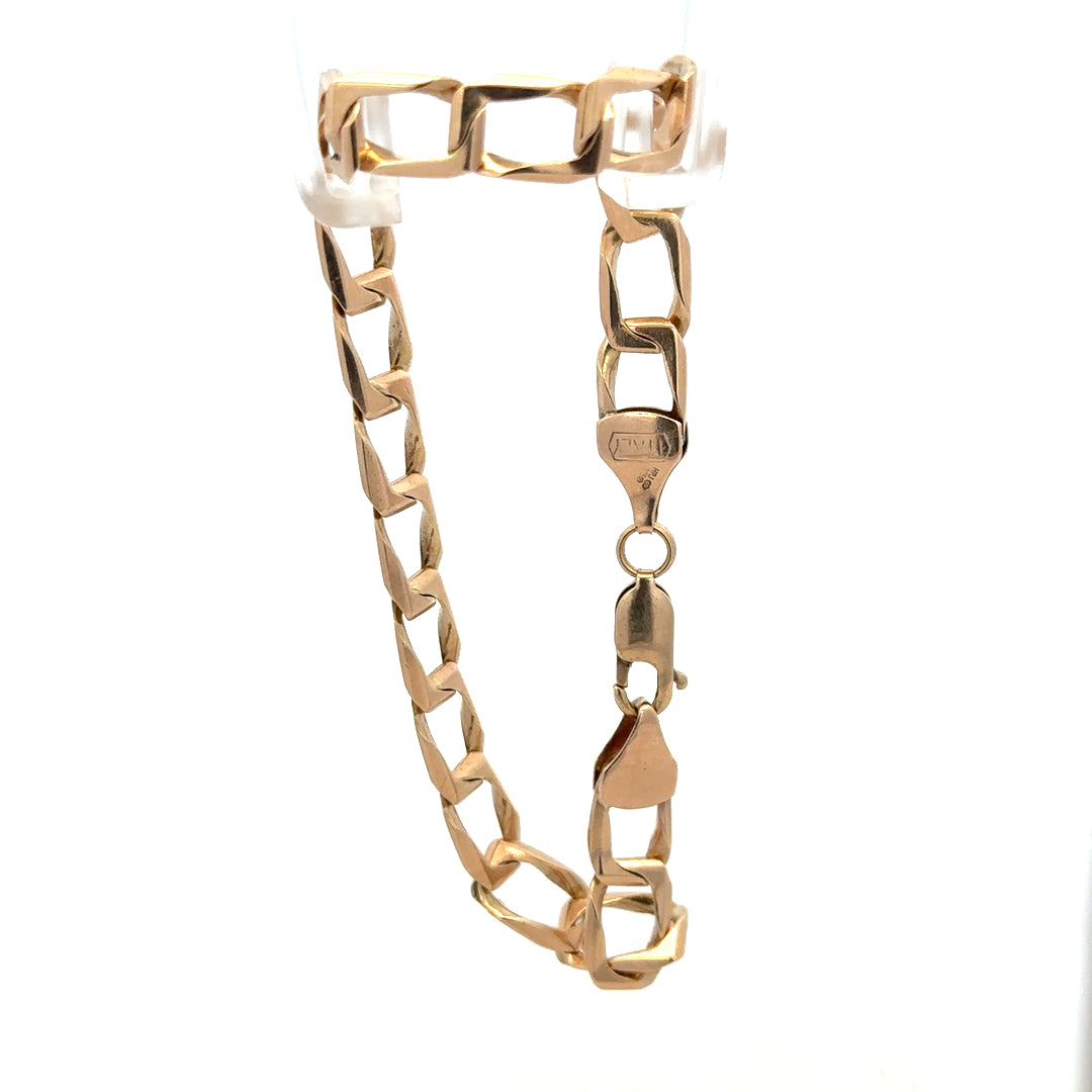9ct yellow gold bracelet weighing 13.3g, featuring a sleek design and polished finish, unbranded jewelry accessory.