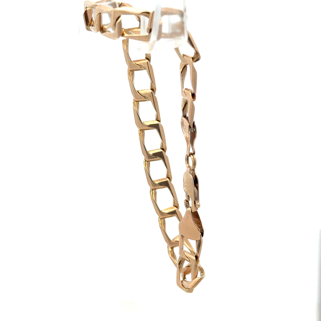 9ct yellow gold bracelet weighing 13.3g, featuring a delicate chain design, unbranded jewelry for elegant accessories.