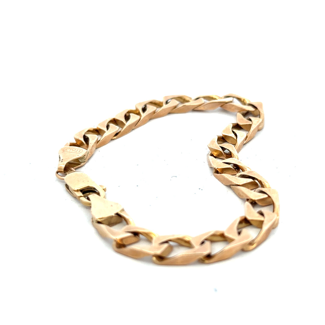 9ct yellow gold bracelet weighing 22.4g, unbranded, featuring a sleek, polished design with a secure clasp.