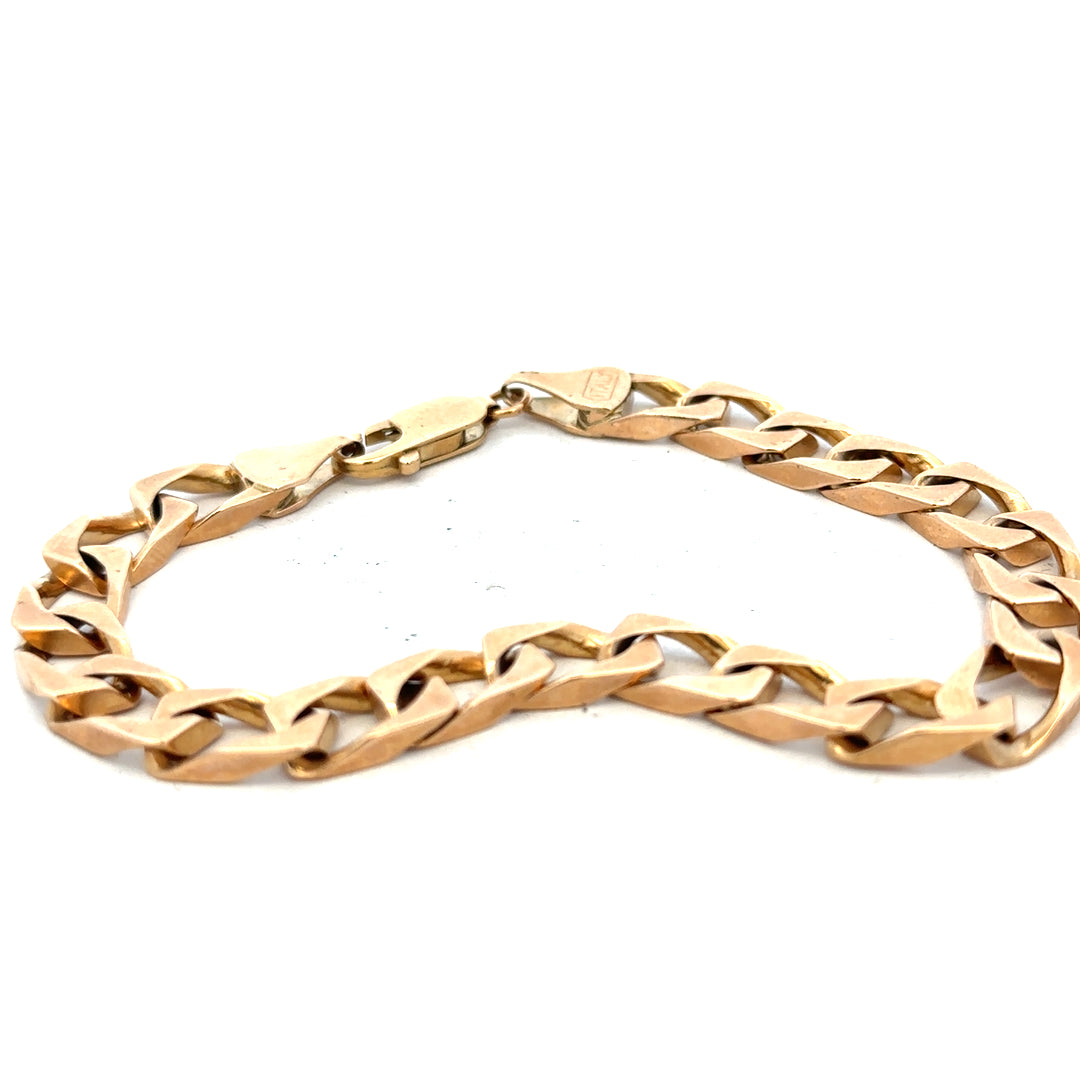 9ct yellow gold bracelet weighing 22.4g, featuring a sleek design and polished finish, ideal for elegant jewelry collection.