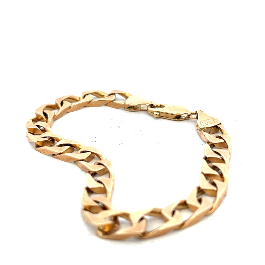 9ct yellow gold bracelet weighing 22.4g, unbranded, with intricate link design and polished finish.