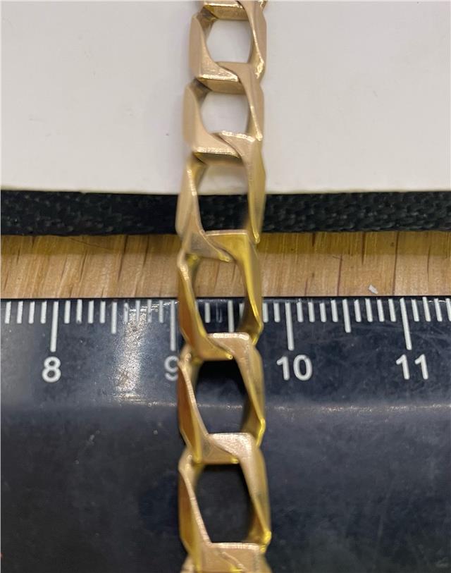 9ct yellow gold bracelet with intricate link design, unbranded, showcasing a polished finish and elegant craftsmanship.