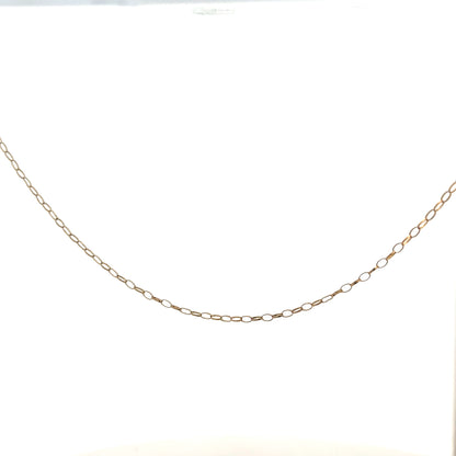 9ct yellow gold chain weighing 0.7g, unbranded, with a delicate link design visible in the image.