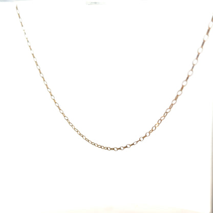 9ct yellow gold chain weighing 0.7g, featuring a delicate design, unbranded jewelry accessory for everyday wear.