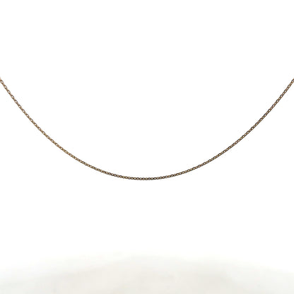 9ct yellow gold chain weighing 1.3g, unbranded, with a classic link design, showcased in a close-up image.