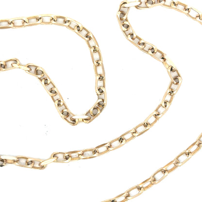 9ct yellow gold chain weighing 10.9g, featuring a classic link design, unbranded jewelry piece with polished finish.