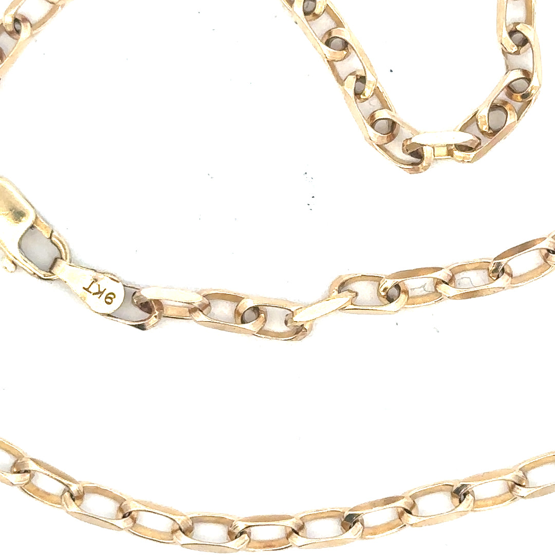 9ct yellow gold chain weighing 10.9g, unbranded, with a classic link design, shown in a detailed product image.