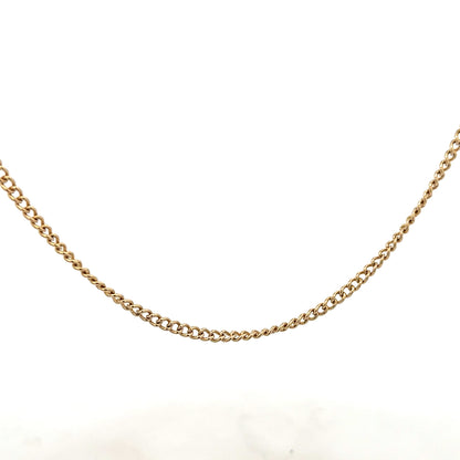 9ct yellow gold chain weighing 10.9g, featuring a classic link design, unbranded jewelry piece with a polished finish.