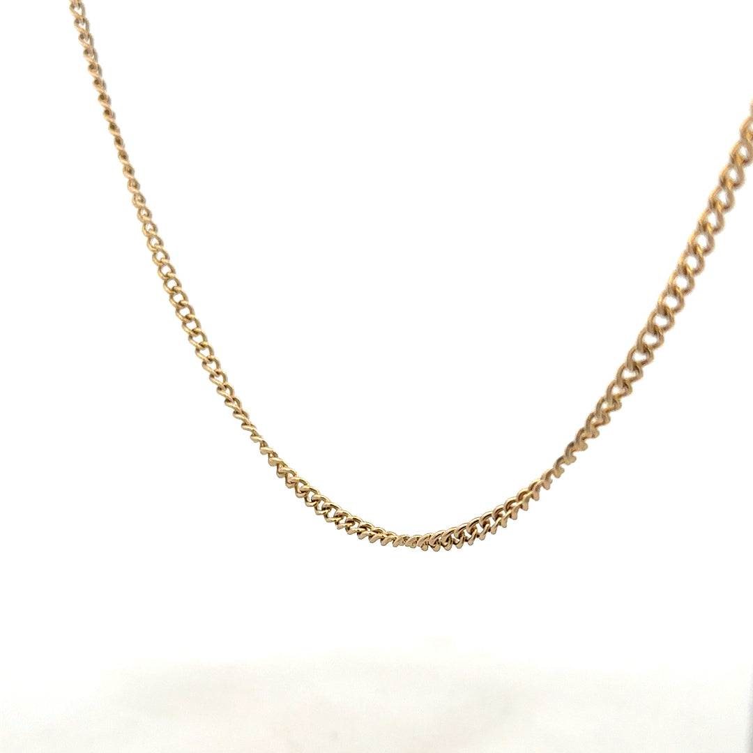 9ct yellow gold chain weighing 10.9g, unbranded jewelry piece with intricate link design, displayed on a white background.