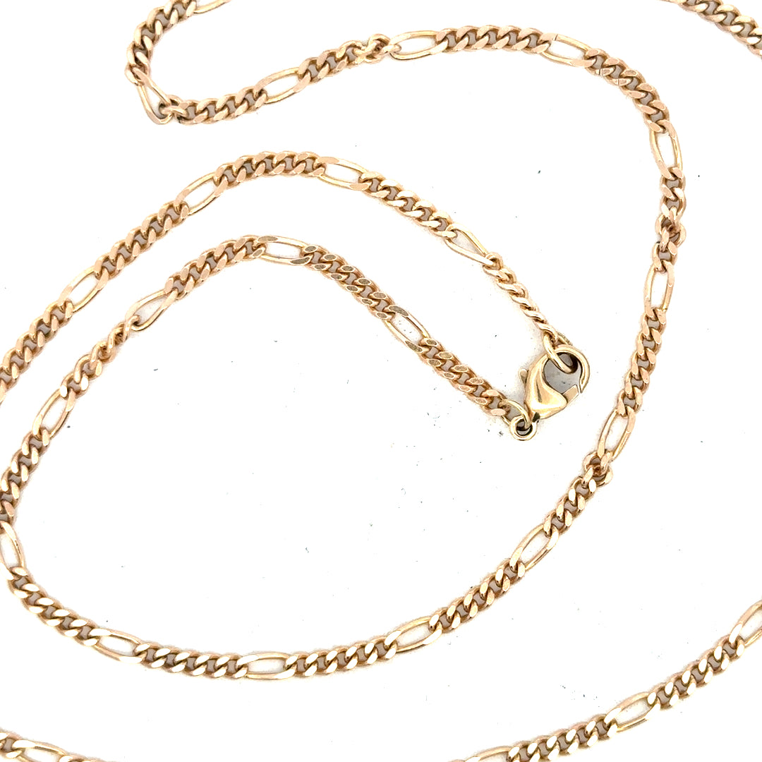 9ct yellow gold chain weighing 11.6g, unbranded, with a close-up view showing its detailed link design and polished finish.