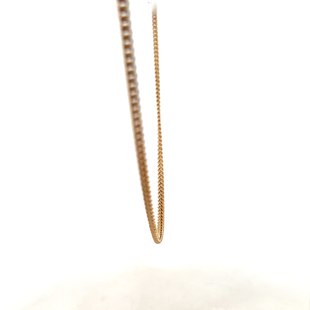 9ct yellow gold chain weighing 12.7g, displayed with a close-up of its polished links.