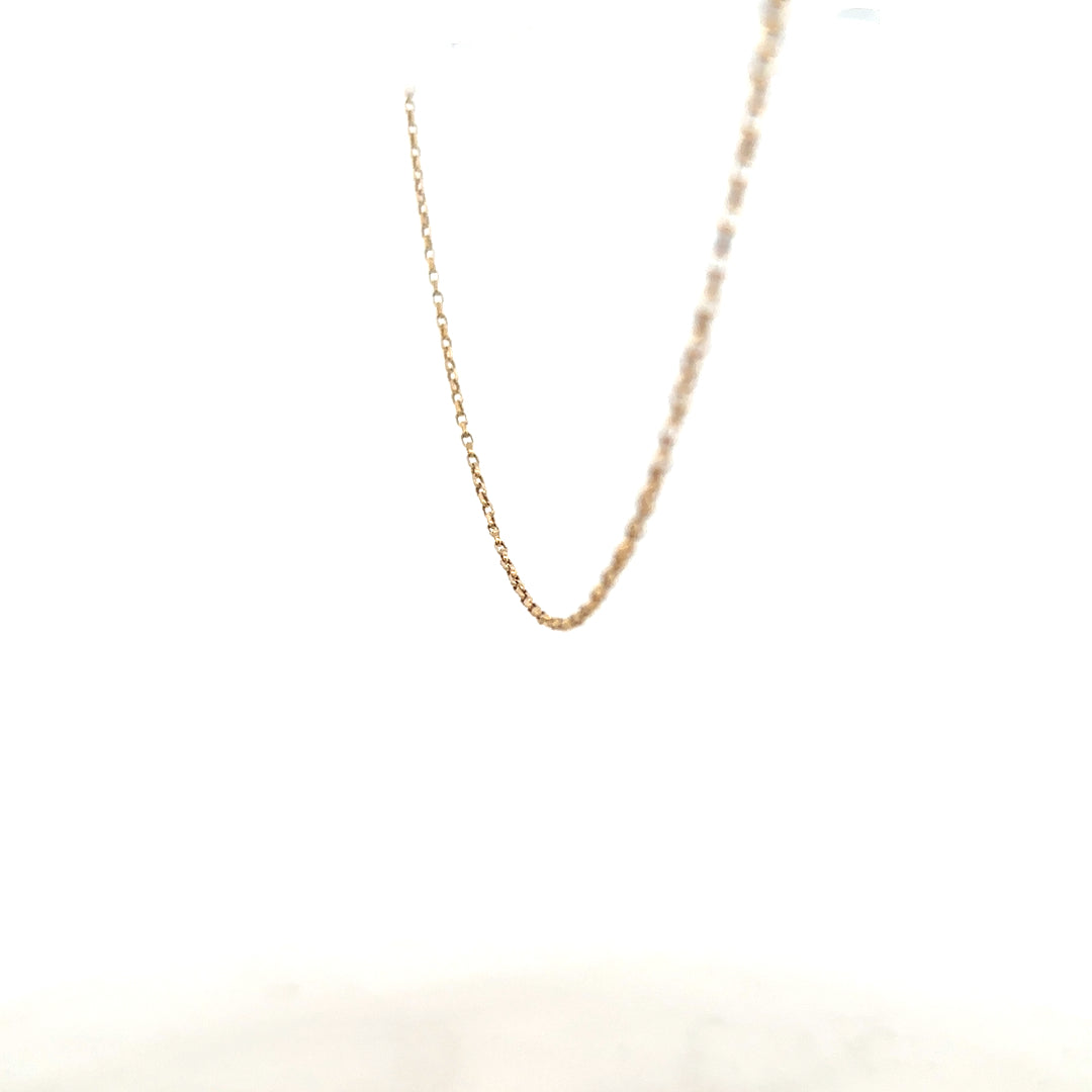 9ct yellow gold chain weighing 2.2g, unbranded, with a classic link design, shown on a plain background.