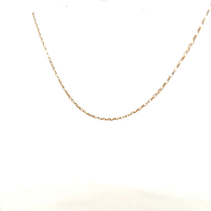 9ct yellow gold chain weighing 2.2g, unbranded jewelry with a classic link design, displayed on a neutral background.