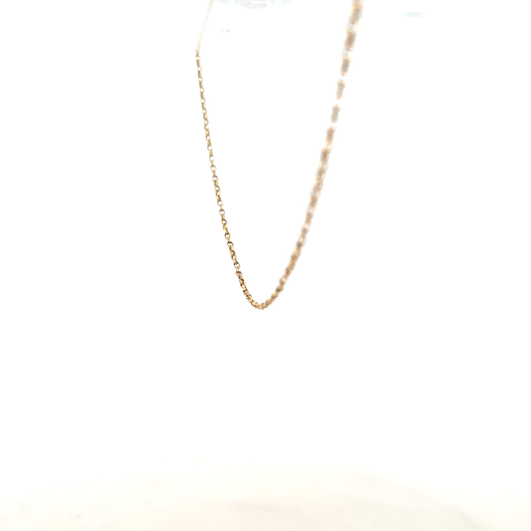 9ct yellow gold chain weighing 2.2g, unbranded jewelry piece with a classic link design, shown on a plain background.