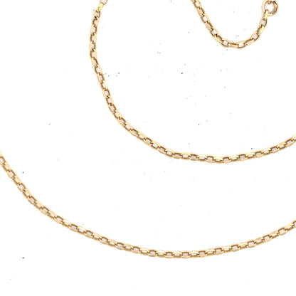 9ct yellow gold chain, 2.4g, unbranded, with a close-up view of the textured link design and polished finish.