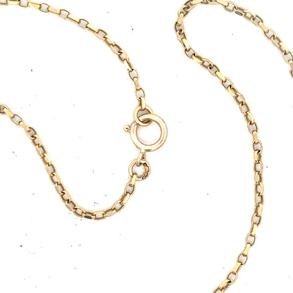 9ct yellow gold chain weighing 2.4g, featuring a classic link design, unbranded jewelry accessory.