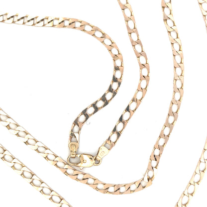 9ct yellow gold chain weighing 20.9g, unbranded jewelry with a detailed close-up of the chain's link design.