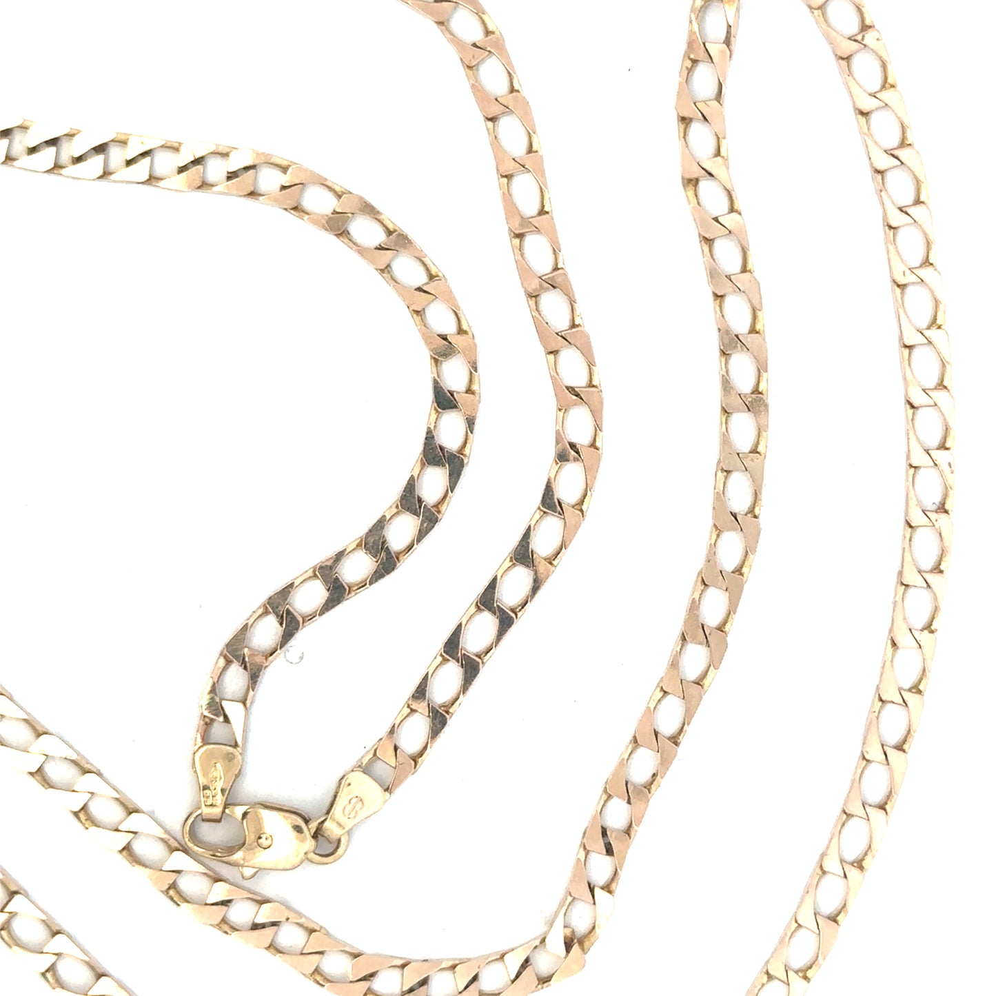 Unbranded 9ct yellow gold chain weighing 20.9g, showcasing a detailed design and lobster clasp closure.