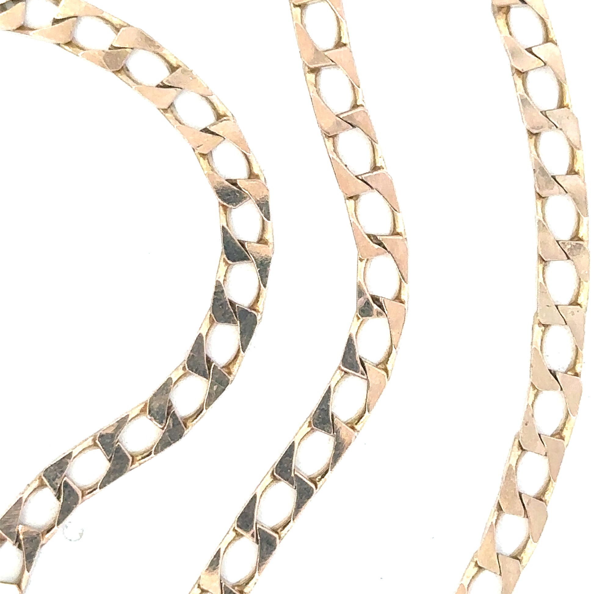 9ct yellow gold chain weighing 20.9g, featuring a detailed link design, unbranded jewelry for men or women.