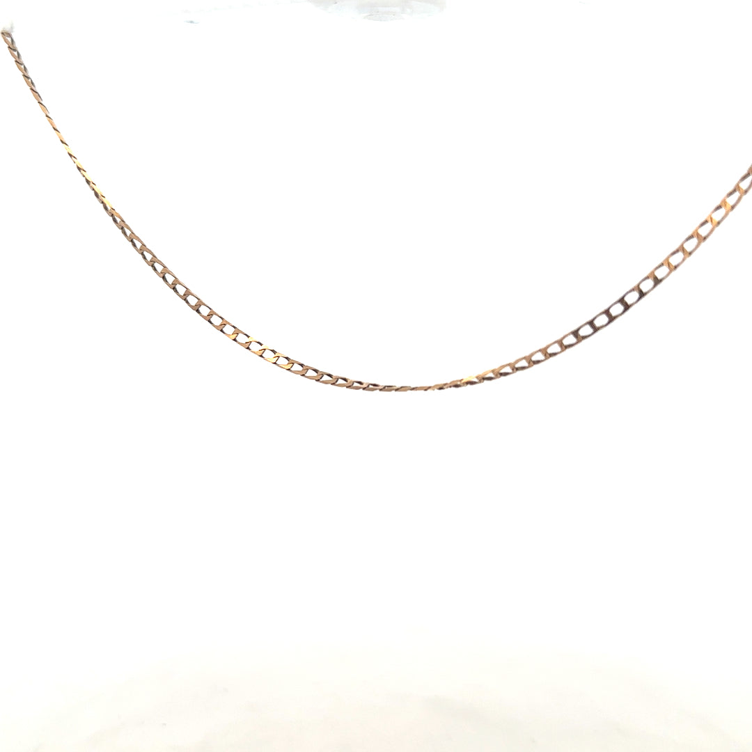 9ct yellow gold chain weighing 3.1g, unbranded jewelry with a classic link design, displayed on a plain background.